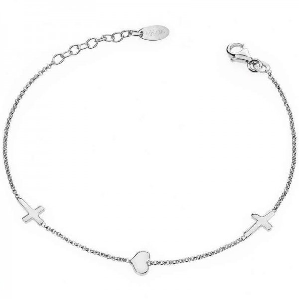 Immagine del Bracciale Amen in argento con cuore e croci da donna BRCHB
