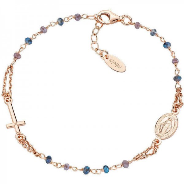 Immagine del Bracciale Rosario Amen in argento con cristalli donna BRO10RBLTO3