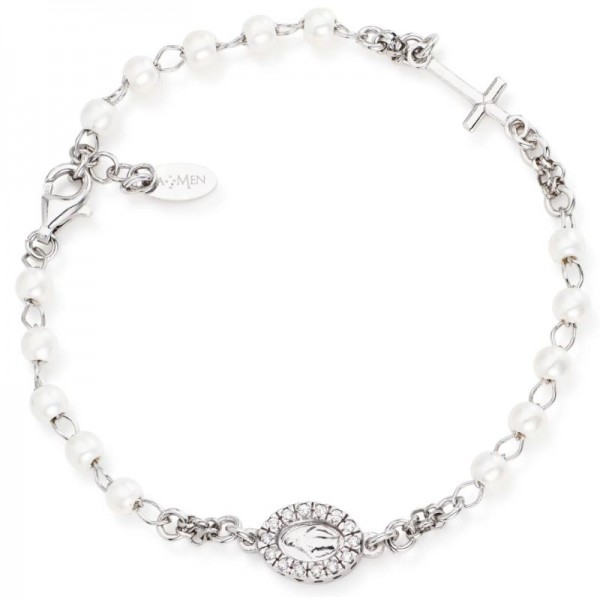 Immagine del Bracciale Amen Rosario in argento e perle donna BROBBZ-M3