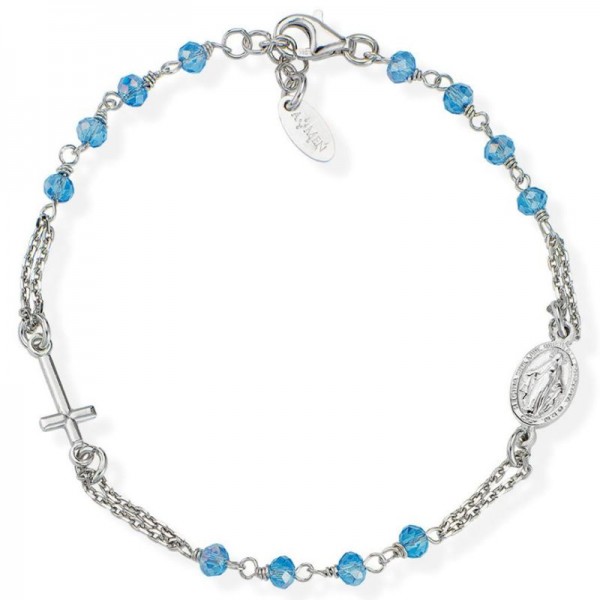 Imagen de la Pulsera Rosario Amen en plata con cristales BROBC3