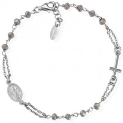 Image of the Amen Silver Rosary Bracelet with crystals BROBF3
