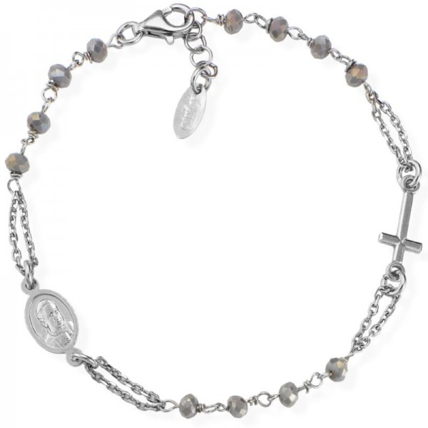 Imagen de la Pulsera Rosario Amen en plata con cristales BROBF3