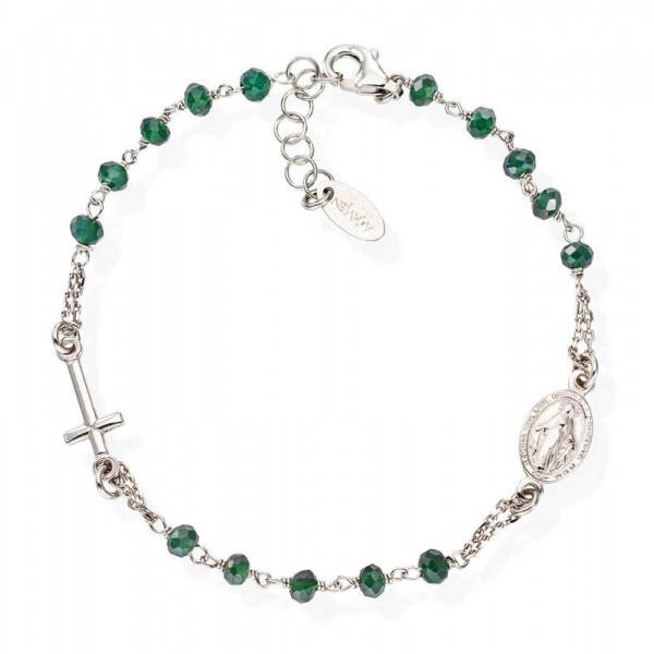 Comprar Pulsera Rosario Amen en plata con cristales BROBVB3