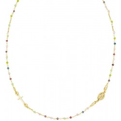 Amen Silver Rosary Necklace with crystals for ladies CRO10GARVE3