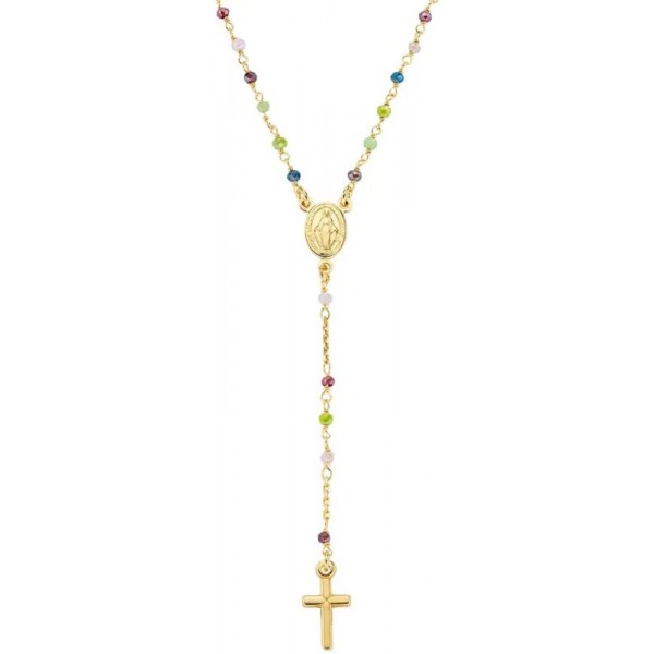 Bild der Amen Rosenkranz Kette aus Silber mit Kristallen für Damen CRO10GARVE4
