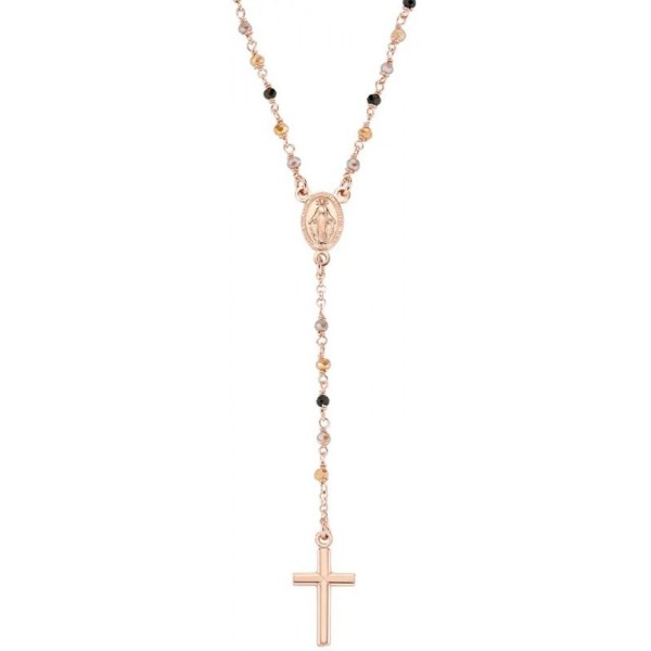Image of the Amen Silver Rosary Necklace with crystals for women CRO10RMMM4
