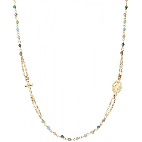 Image of the Amen Silver Rosary Necklace with crystals for women CRO25GMUV3