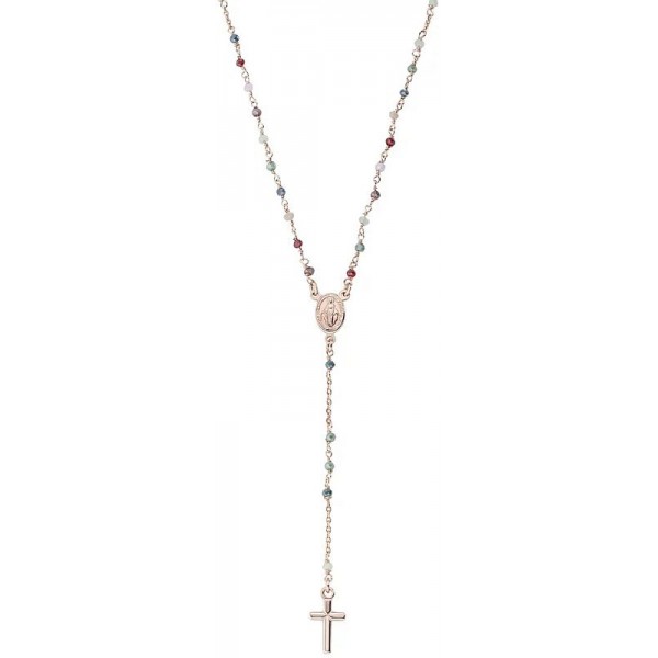 Image of the Amen Silver Rosary Necklace with crystals for women CRO25RMU4