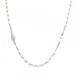Collana Amen Rosari in argento e perle donna CROBB3