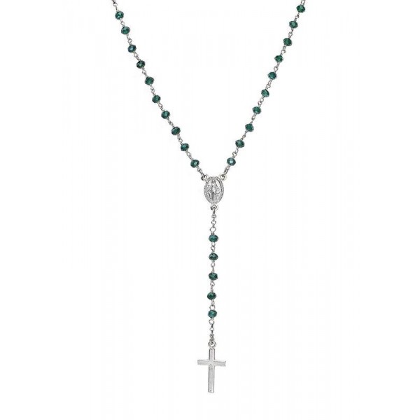 Buy Amen Silver Rosary Necklace with crystals for women CROBVB4