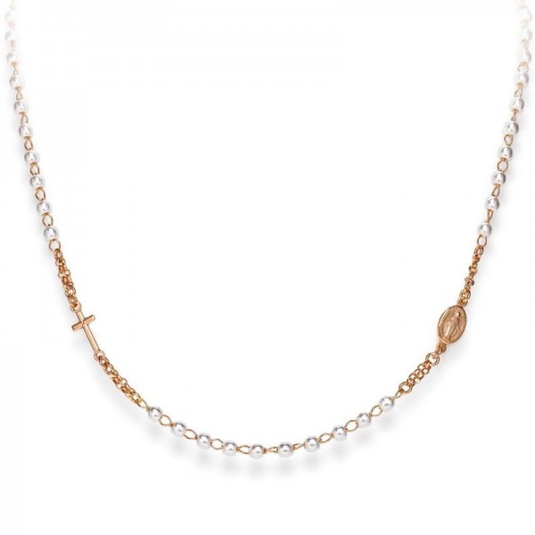 Buy Amen Silver Rosary Necklace with pearls for women CRORB3